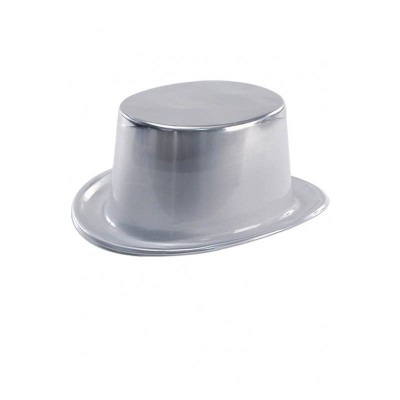 Cappello cilindro plastica argento