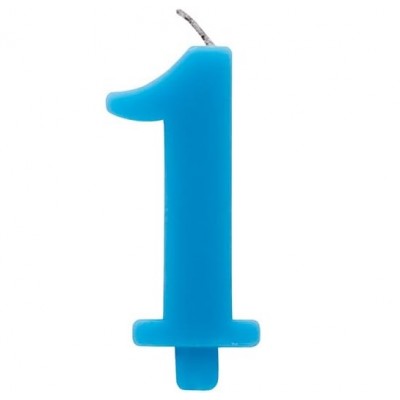 Candelina numero 1 azzurra