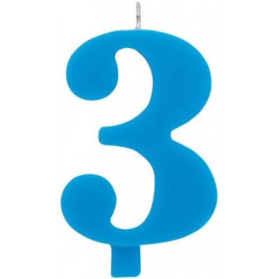 Candelina numero 3 azzurra