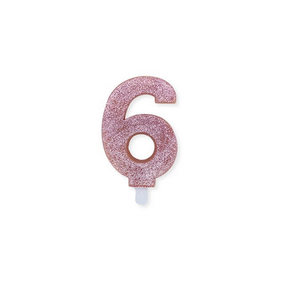 Candelina numero 6 oro rosa