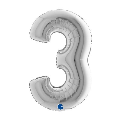 Numero 3 argento 100 cm