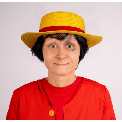 Cappello paglia giallo e rosso